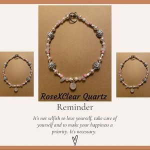 Rose /Clear Quartz necklace !!